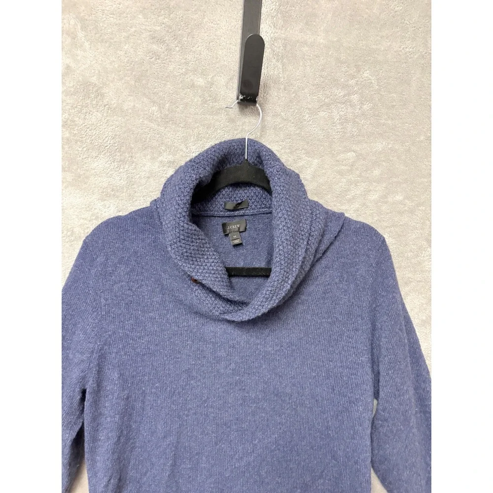J Crew Slim‎ Fit Blue Knit Cowl Neck Sweater Mens Medium Wool Blend